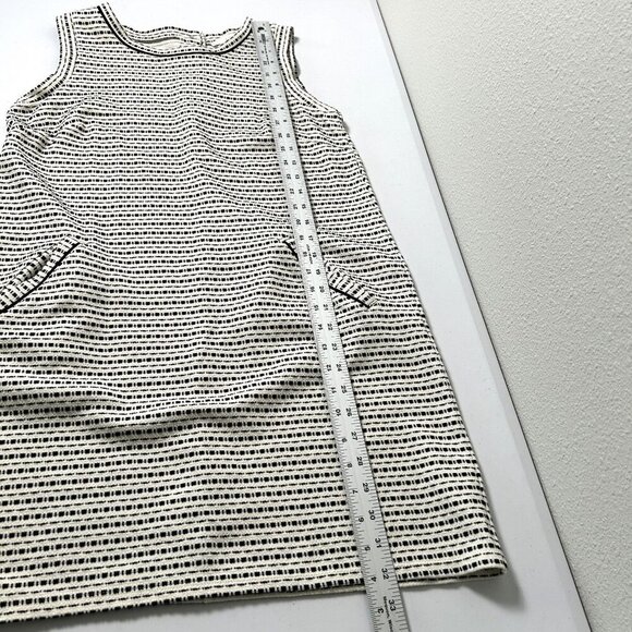 LOFT Shift Dress Size S Ivory Black Sleeveless Tweed Button Detail Pockets - Picture 13 of 14